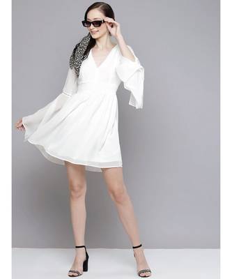 White Boho Sleeve Skater Dresses 4