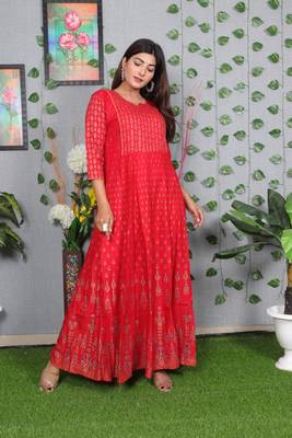 Women's Beautiful Rayon Anarkali Gown 1
