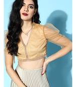 Dark Beige Mesh V Neck Crop Top