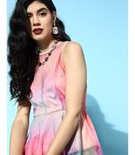 Multicolor Rainbow Mesh Peplum Top