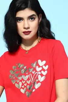 Red Hearts Boxy Crop tops