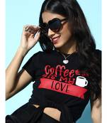Black Coffee Is My Love Tie Knot Crop tops
