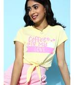 Yellow Coffee Is My Love Tie Knot Crop tops