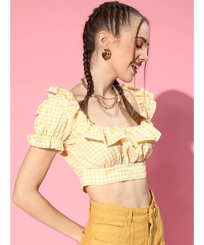 yellow gingham crop top