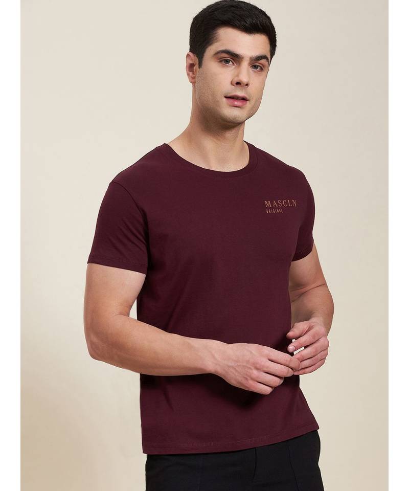 Burgundy Slim Fit MASCLN ORIGINAL tops