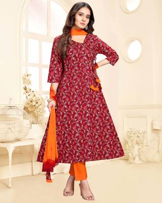 Maroon printed cotton salwar 1