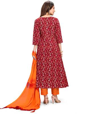 Maroon printed cotton salwar 2