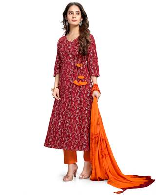Maroon printed cotton salwar 4