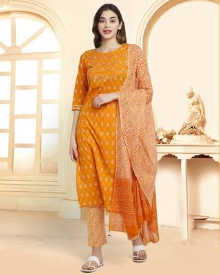 Orange embroidered cotton salwar 1