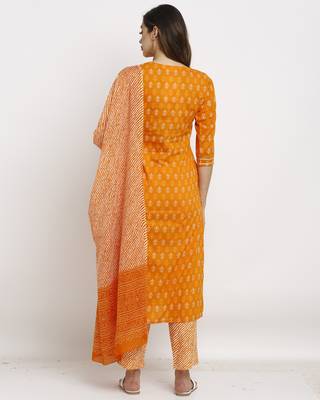 Orange embroidered cotton salwar 2