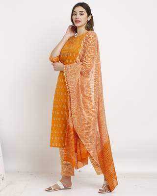 Orange embroidered cotton salwar 4