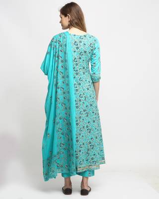 Sky-blue printed cotton salwar 2