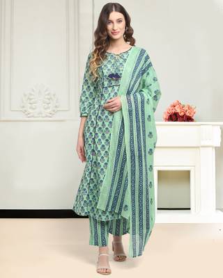 Green printed cotton salwar 1
