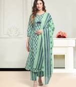 Green printed cotton salwar