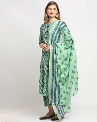 Green printed cotton salwar 3