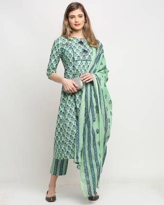 Green printed cotton salwar 4