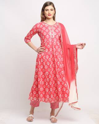 Pink printed cotton salwar 1