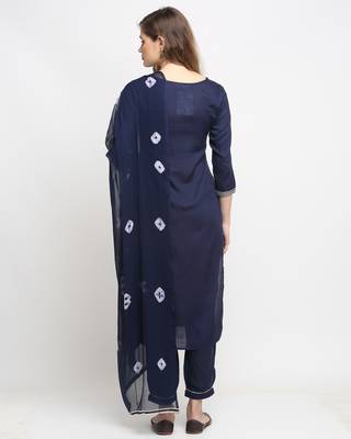 Navy-blue embroidered cotton salwar 2
