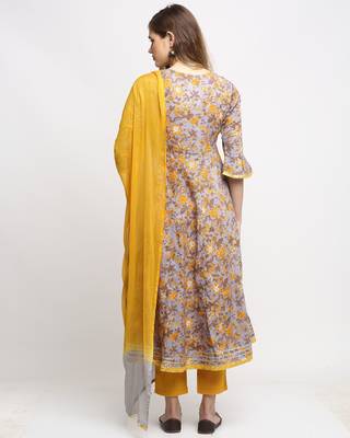 Grey printed cotton salwar 2
