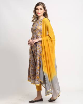 Grey printed cotton salwar 3