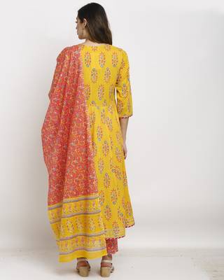 Yellow embroidered cotton salwar 2