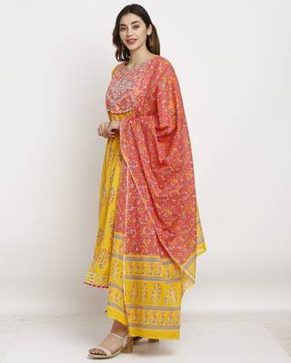 Yellow embroidered cotton salwar 4