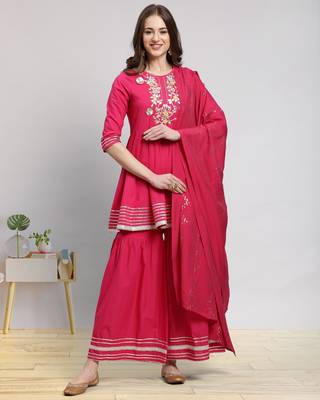 Magenta embroidered cotton salwar 1