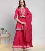 Magenta embroidered cotton salwar