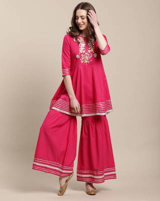 Magenta embroidered cotton salwar 3