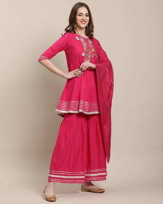 Magenta embroidered cotton salwar 4