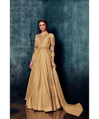 Champagne Colour Model satin gown 1