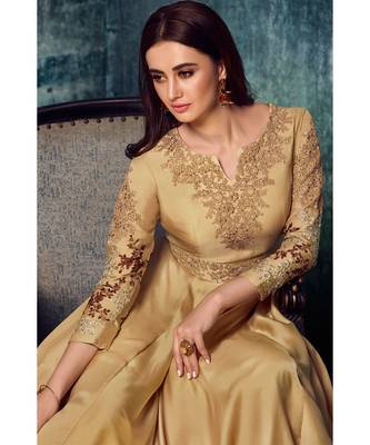 Champagne Colour Model satin gown 2