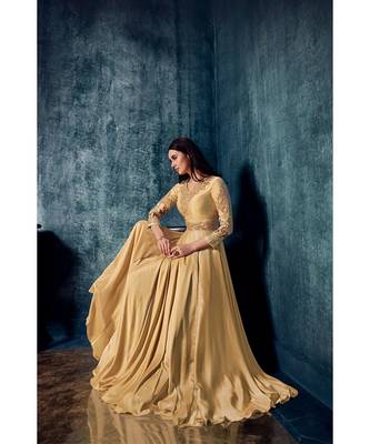 Champagne Colour Model satin gown 3