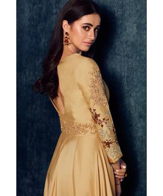 Champagne Colour Model satin gown 4
