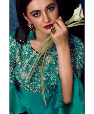 Strong Arctic Blue Colour Satin Gown 2