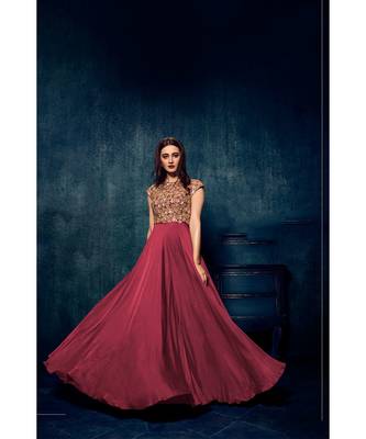 Festve Red Colour Satin Gown 3