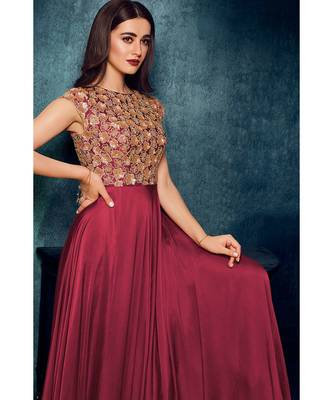Festve Red Colour Satin Gown 4