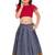 Kids Rani Pink Blouse With Silver Lehenga Choli 