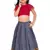 Kids Rani Pink Blouse With Silver Lehenga Choli 