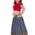 Kids Rani Pink Blouse With Silver Lehenga Choli 