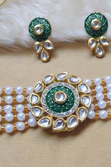 Green Kundan Choker Set