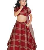Kids Maroon Cotton Silk Lehenga Choli For Girls 