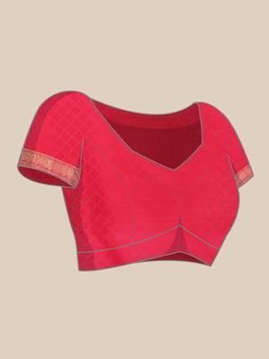 Pink woven pure dupion silk saree with blouse 5