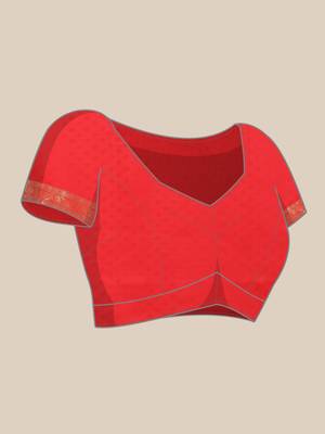 Red woven pure dupion silk saree with blouse 5