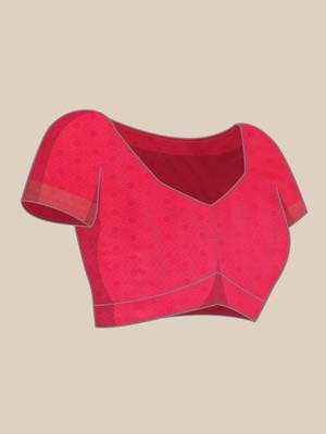 Pink woven pure dupion silk saree with blouse 5