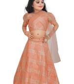 Kids Orange Cotton Silk Lehenga Choli Set For Boys 