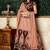 Peach thread embroidery velvet unstitched lehenga