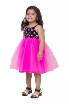 Aglare velvet sequenced frock Kids-frock.