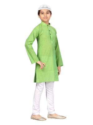 Green plain cotton boys-kurta-pyjama 2