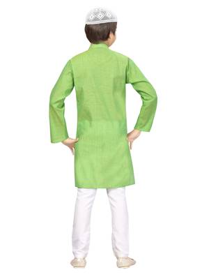Green plain cotton boys-kurta-pyjama 4